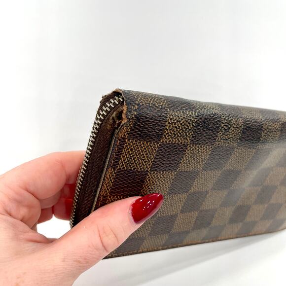 Louis Vuitton Zippy Wallet Damier Ebene Long Zip Around Brown Classic Check - Picture 4 of 16